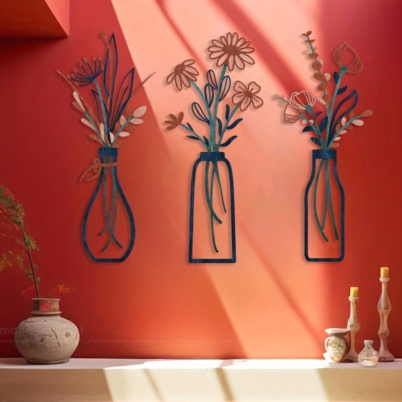 Interior Design Home Decor - 3 Grandes Esculturas Florais de Parede