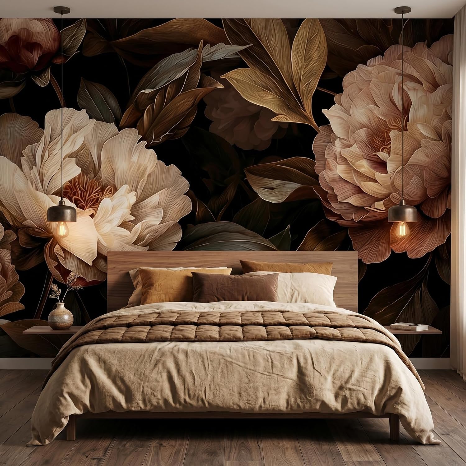 Interior Design Home Decor - Tapeçaria Floral Elegante de Peônia para