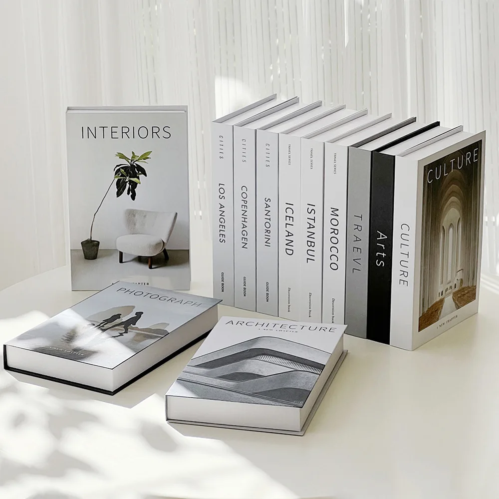 Interior Design Magazine - Livros falsos decorativos modernos e minimalistas,