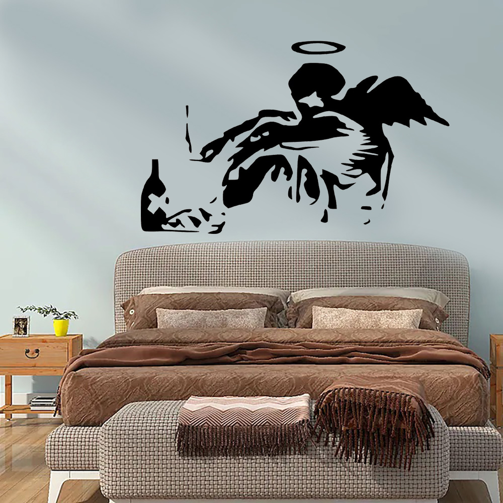 Interior Design Magazine - Banksy-Fallen Angel Graffiti Decalques, Vinil Decoração