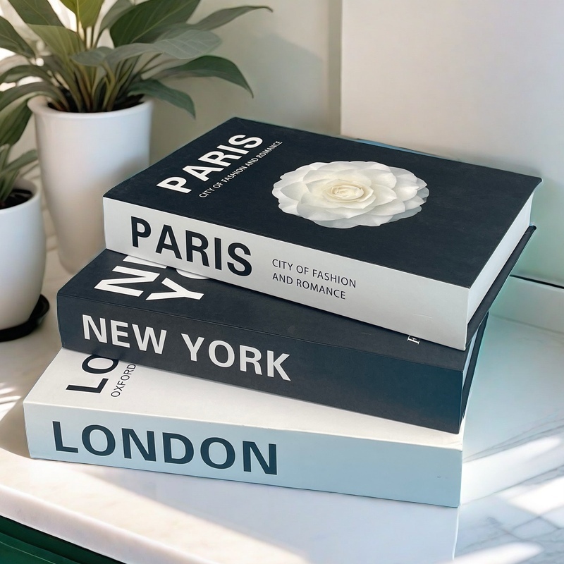 Interior Design New York - Luxo falso livro caixa de armazenamento