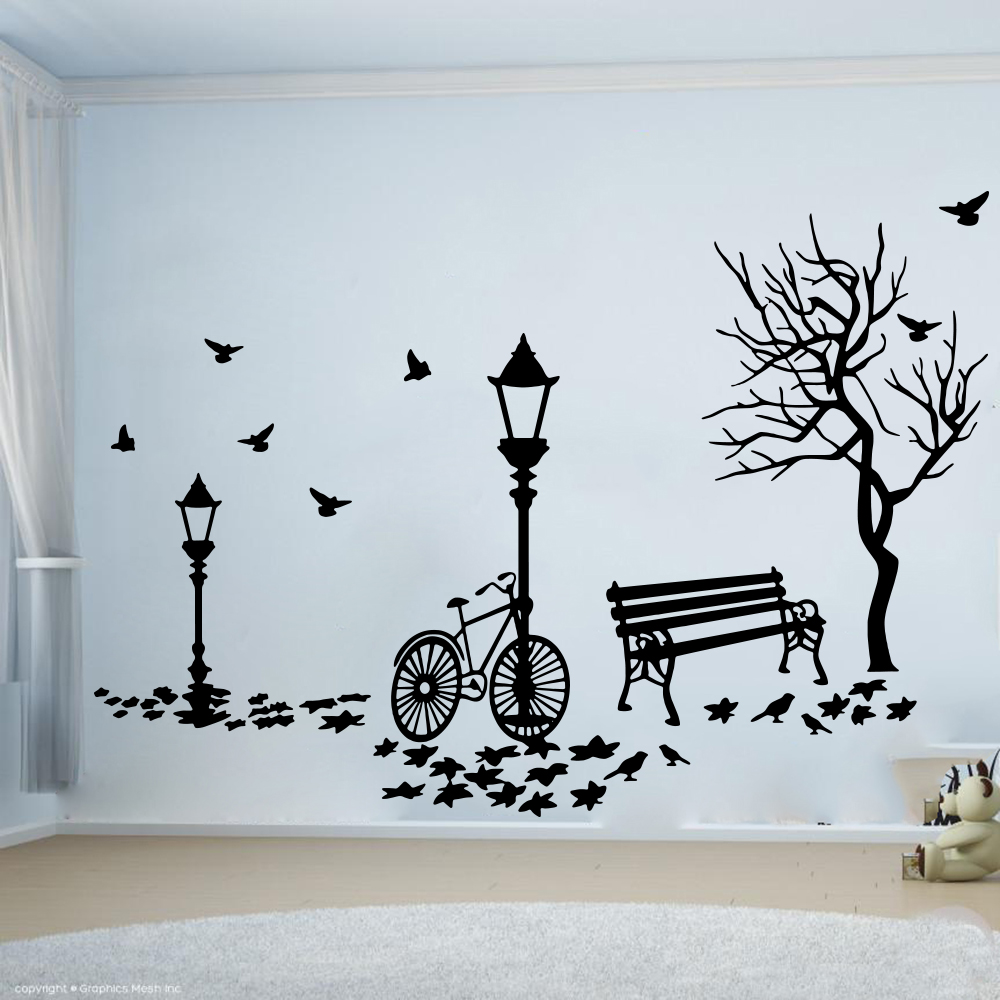 Moderno outono paisagem bicicl - Interior Design Magazine avaliação e preço
