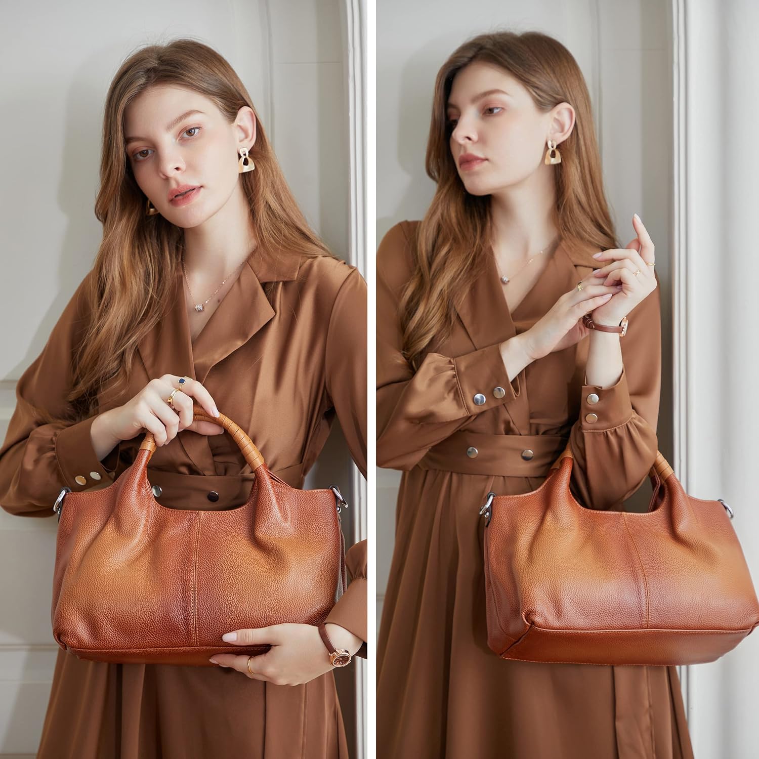Bolsas de Ombro em Couro Legít - Interior Design Quiet Luxury avaliação e preço