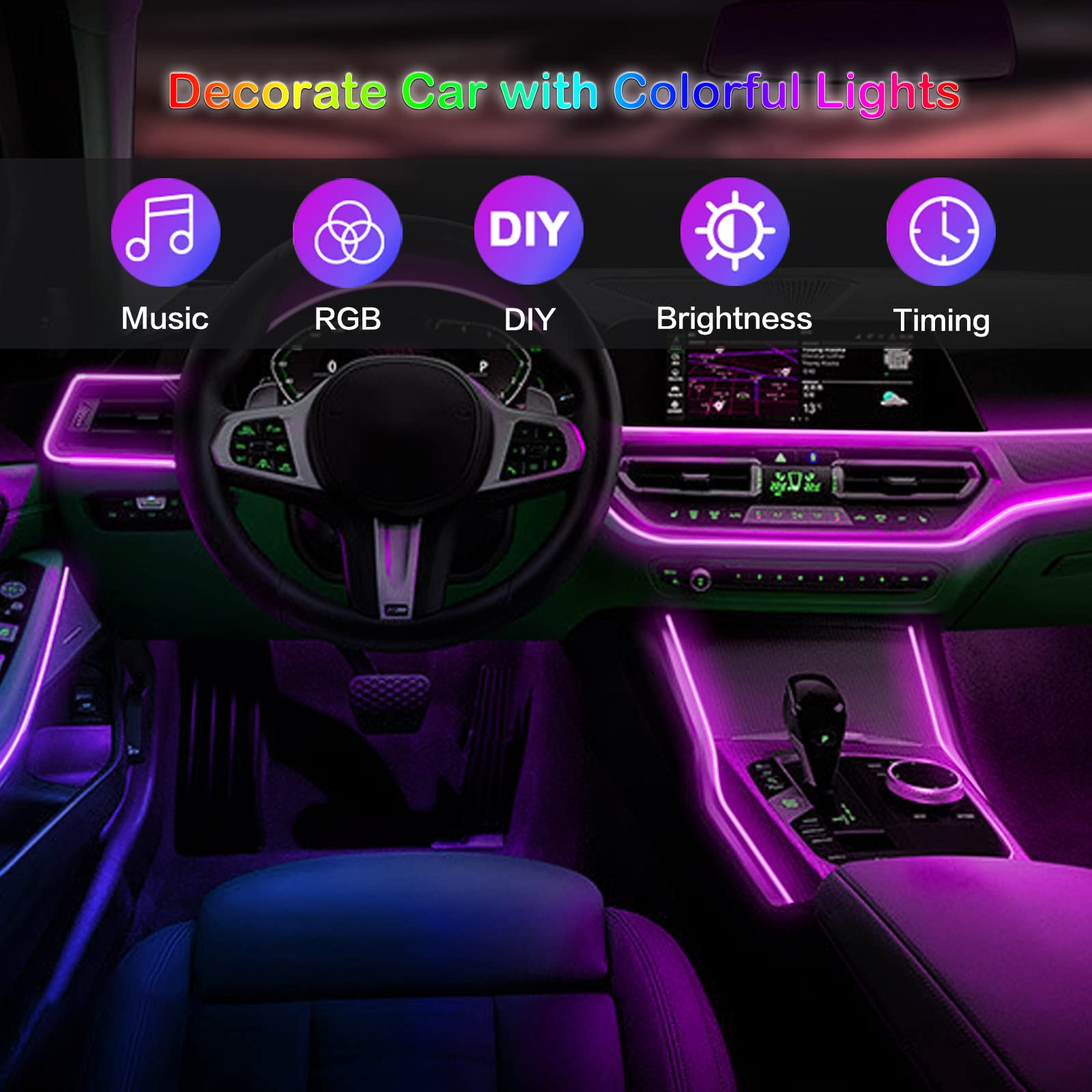 LED Car Interior Ambient Strip - Interior Design Icon avaliação e preço