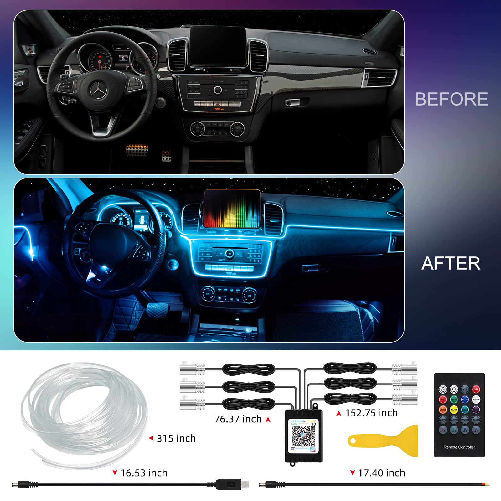 LED Car Interior Ambient Strip - Interior Design Icon avaliação e preço