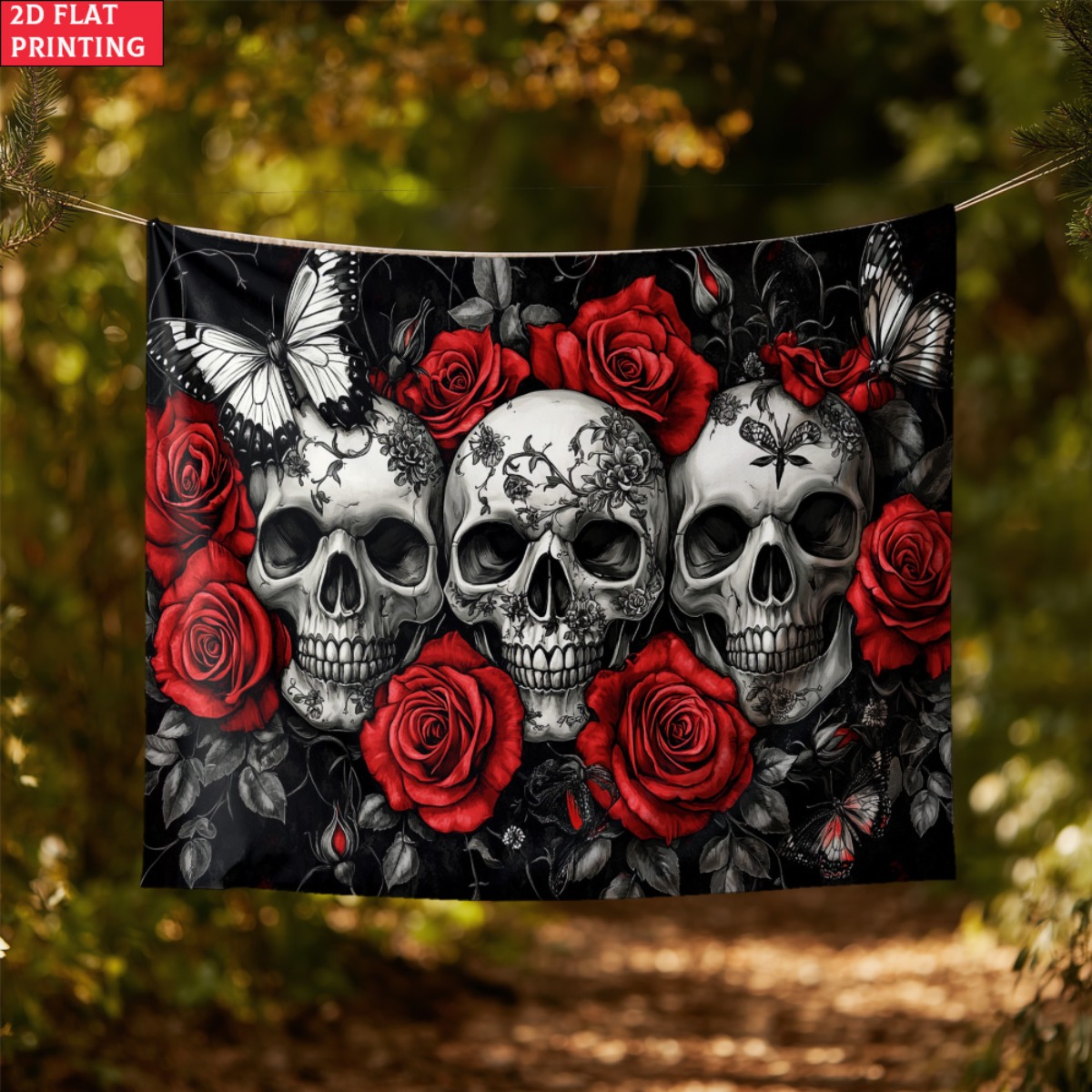 Tapeçaria gótica de caveira e  - Interior Design Home Decor avaliação e preço