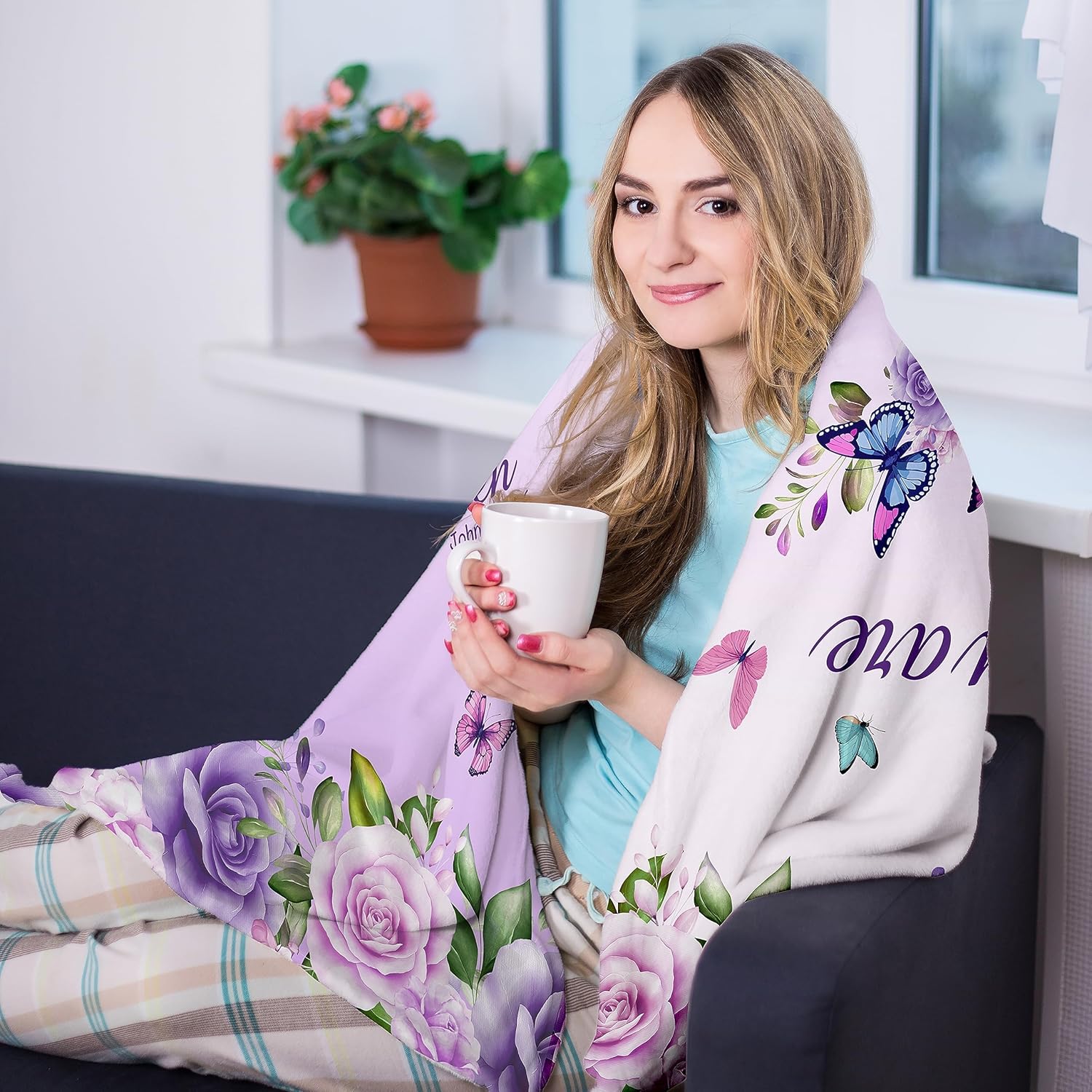 Roxo rosas borboletas fé citaç - Interior Design Quotes avaliação e preço